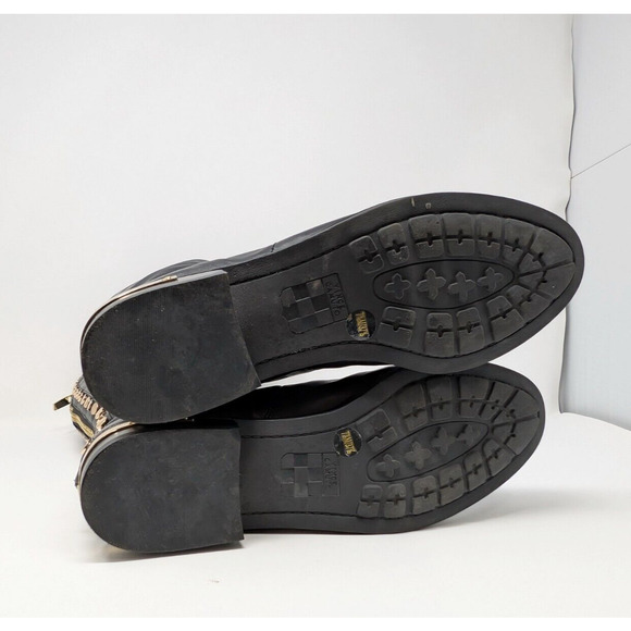 Vince Camuto Riding Boots Black Leather Gold Studded Parshell Women's Size 7.5 - Picture 7 of 9